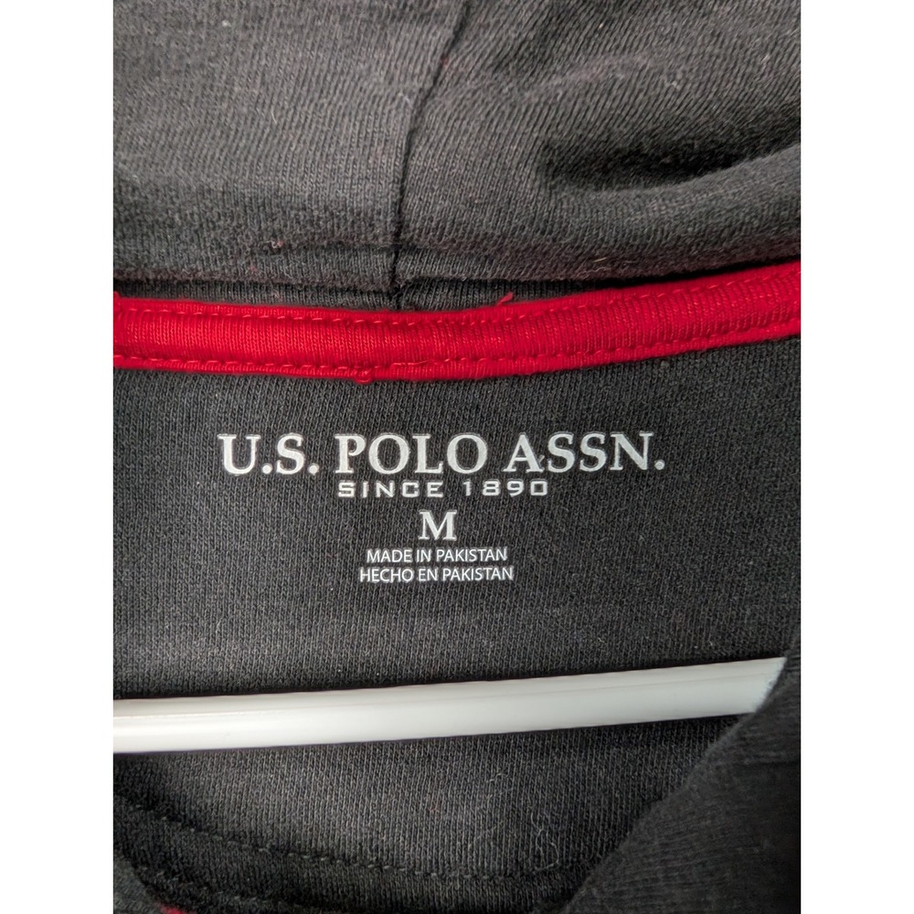 US Polo Assn Mens Full Zip Hoodie Black Red Pony Logo 11C864 Size M - Picture 3 of 7